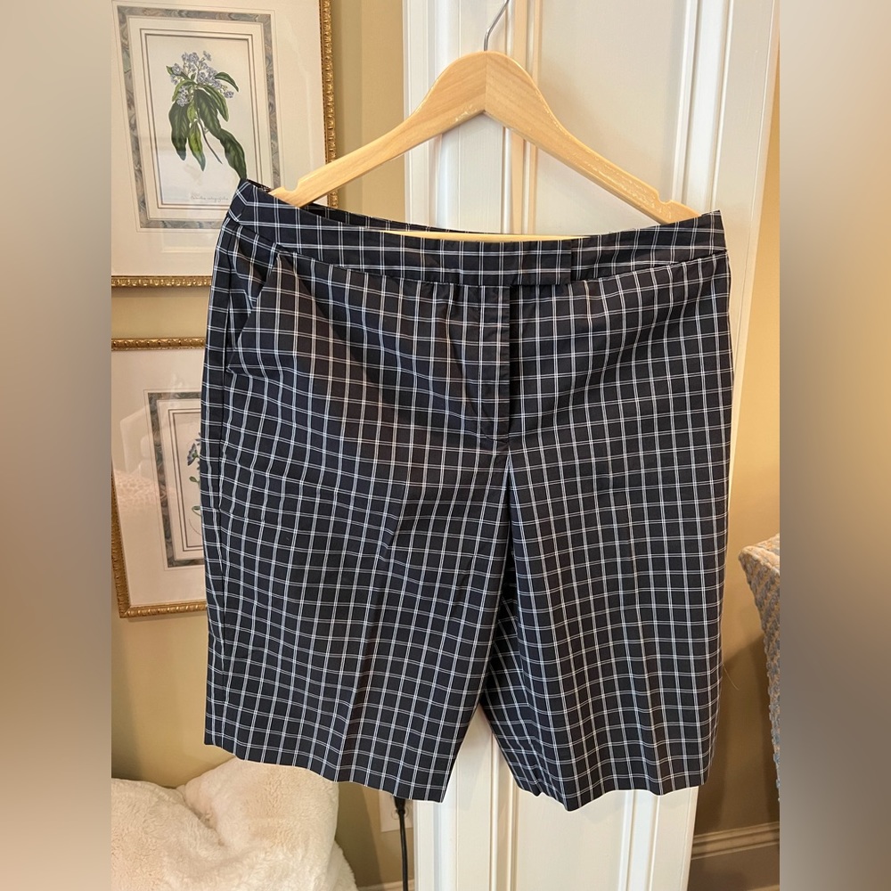 Dressy black and white plaid shorts